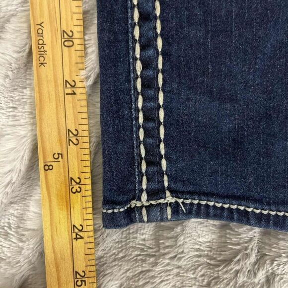 Knox Rose Jeans Women 2 Blue Crop Skinny Low Rise Dark Wash Thick Stitching - Picture 8 of 9